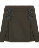Women Fashion Denim Skirts With Five Pointed Star Patchwork Pleated Detail High Waist Mini Skirts Summer Ladies Girls Sk