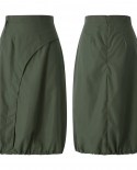 Y2k Women Long Skirts Plain Irregular Retro Style Drawstring Hems Skirts Streetwear Ladies Ankle Length Bottom Outfits