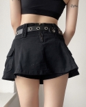 Y2k Girls Denim Skirts Womens Fashion High Waist A Lined Side Pockets Inner Safty Shorts Skirts Summer Spring A Line Sk