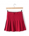 Women  Pleated Mini Skirt School Girl Skater Tennis Skirt High Waist Flared White Red Female Short Skirtskirts
