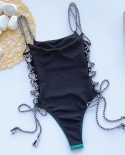 Traje de baño de una pieza, Monokini, conjunto de Bikini de playa de retazos, traje de baño a rayas para mujer, traje de baño de