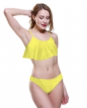 Z Lai  Simple Solid Color Bikini Women  Swimwear Lace Up Flounce Summer Brazilian Swimsuit Push Up Biquini Bathing Suitb