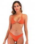 Z Lai Women Push Up Bandage Bikini Solid Color Under Wire Swimsuit Low Waist Triangle Padded Swimwear  Bathing Suit Fema