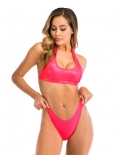 Z Lai New Women  Bikini Set Sport Style Swimsuit Bright Pu Swimwear Beach Wear  Female Bikini Brazilian Bathing Suitbiki