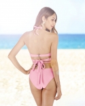 Z Lai Women Halter Bikini Set Cross Bandage Swimsuit Low Waist Solid Swimwear  Beachwear Maillot De Bain Brazilian Biqui