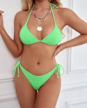 Z Lai 2022 New Solid Bikini Set  Push Up Swimwear Women Brazilian Swimsuit Low Waist Biquini Halter Two Pieces Bathing S