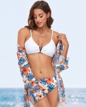 2022 New Mesh Shawl Split Bikini Set Women Two Pieces Swimsuit  High Waist Swimsuit Three Piece Fashion Bikini