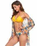 2022 New Mesh Shawl Split Bikini Set Women Two Pieces Swimsuit  High Waist Swimsuit Three Piece Fashion Bikini
