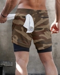 Camo Running Shorts Men 2 In 1 Double Deck Quick Dry Gym Sport Shorts Fitness Jogging Workout Shorts Men Sports Short Pa