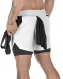 Mens Running Shorts Summer Sportswear Double Deck Jogging Short Pants Gym Fitness Beach Bottoms Workout Training Sport 