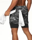Mens Running Shorts Summer Sportswear Double Deck Jogging Short Pants Gym Fitness Beach Bottoms Workout Training Sport 