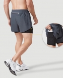 Mens Running Shorts Quickdrying Fitness Black Double Layer Shorts Men New Stretchy Workout Training Bodybuilding Short 
