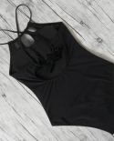 One Piece Swimsuit Women Leopard Bodysuit  Bathing Suit Halter Beachwear Xl Female Solid Color Bikini Black Swimwear Wom