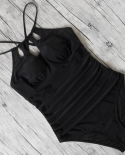 One Piece Swimsuit Women Leopard Bodysuit  Bathing Suit Halter Beachwear Xl Female Solid Color Bikini Black Swimwear Wom