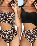 One Piece Swimsuit   Cut Out Bikini Leopard Beachwear Female Knot One Piece Suit Monokini Xl One Shoulder Swimwear Women