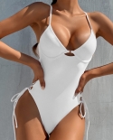One Piece Swimsuit Women  New  Tankini Hollow Out Swimwear Push Up Monokini High Waist Bathing Suit V Neck For Womenbody