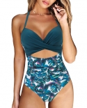 Hollow Out One Piece Swimsuit Women Leopard Bathing Suit Bodysuit  Halter Beachwear Female Swim Suit 2022 Bikini Swimwea