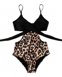 One Piece Swimsuit Women Push Up One Piece Suit Lace Up Beachwear Bikini Cut Out Swimwear Monokini  Leopard Swimsuit Wom