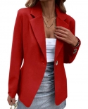 Womens Cardigan Blazer Lapel Collar Long Sleeves Solid Color One Button Slim Fit Office Ladies Blazer Spring Autumn Jac