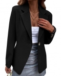 Womens Cardigan Blazer Lapel Collar Long Sleeves Solid Color One Button Slim Fit Office Ladies Blazer Spring Autumn Jac
