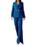 2 peças feminino terno de negócios cor sólida gola dobrada dupla manga manga comprida alta divisão feminina outono calças blazer