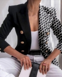 Streetwear  Stylish Lapel Long Sleeve Slim Suits Jacket Temperament Women Blazer Long Sleeve   For Daily Wearblazers