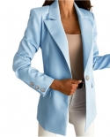 Elegant Office Lady Blazer Long Sleeve Turn Down Collar Polyester Wrinkle Free Single Button Decor Women Blazer For Offi