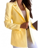 Elegant Office Lady Blazer Long Sleeve Turn Down Collar Polyester Wrinkle Free Single Button Decor Women Blazer For Offi
