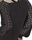 Chic Casual Blouse Hollow Skin Friendly Lace Crochet Crewneck Women T Shirt Streetwear Long Sleeve V Neck Elegant Mesh 