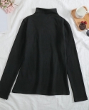 Autumn Winter Bottoming Shirt Half High Collar Long Sleeve Stretchy Solid Color Thick Fleece Top Undershirt Streetwear