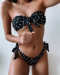   Bikini Bandeau Women Dot Leopard Bowknot Swimwear Swimsuit Female Beach Bikinis Set Bathing Suit Trajes De Bano Mujerb