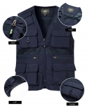 Chaleco clásico multibolsillo para hombre, chaqueta sin mangas de secado rápido sólido de descarga para hombre, chaleco de traba