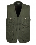 Newest Solid Large Size Cotton Fabric Multi Pockets Vest Men Tactical Photography Waistcoat Loose Inner Pocket Sleeveles