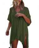 Womens Crochet Summer Beach Style Cover Ups Solid Mesh Short Swimwears  Female Hollow Out Covers 9 Colorscoverup