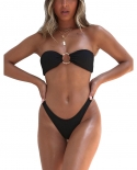 5 Colors  Bikinis Set Women Swimwear Strapless Solid Push Up Padded Bikini Low Wasit Brazilian Beachwear Women Bathing S