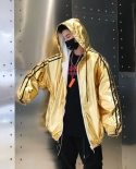 Yasuguoji New 2022 Fashion Reflective Streetwear Hooded Jacket Men Fashion Stage Performance Mens Jackets Hip Pop Windbr