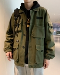 Yasuguoji Outerwear Loose And Comfortable Military Tactical Jacket Men Casual More Pockets Mens Cargo Jacket Men Army Ja