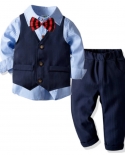 Terno de festa para menino primavera roupa cavalheiro camisa de manga comprida colete gravata borboleta Conjunto de calças Terno