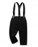 Roupas masculinas xadrez preto e branco para cavalheiros lapela camisa manga longa com calças sólidas laço suspensório conjunto 