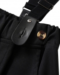 Roupas masculinas xadrez preto e branco para cavalheiros lapela camisa manga longa com calças sólidas laço suspensório conjunto 