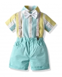 4 peças roupas infantis para bebês menino cavalheiro camisa manga curta tops calças sólidas shorts roupas conjunto conjuntos de 