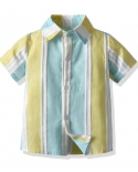 4pcs Toddler Kids Clothes Baby Boy Gentleman Shirt Short Sleeve Tops Solid Pants Shorts Clothes Outfits Setclothing Sets