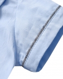 Conjunto de roupas estilo espanhol sólido para meninos azul manga curta com gola Peter Pan 1 2 3 4 5 anos crianças verão Da