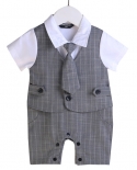 Conjunto de macacão de aniversário para menino recém-nascido Bodysuit de laço formal para bebê cavalheiro infantil meninos 1fst 