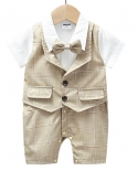 Newborn Boy Birthday Romper Set Gentleman Baby Formal Bow Bodysuit Infant Boys 1fst Half Anniversary Toddler Tie Outfits