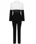 High Quality White Black Long Sleeve Hollow Out Bodycon 2 Pieces Set Fashion Set Evening Party Setpant Suits