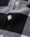 Camisa de algodão branca preta para 1 2 3 4 5 anos crianças meninos primavera outono xadrez gola virada para baixo com bolso men
