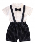 Roupas de verão para meninos de criança formal cavalheiro boutique conjunto para 1 2 3 4 5 anos crianças camisa branca shorts li