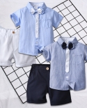 Conjunto de ropa de boutique de verano para caballeros para niños de 1, 2, 3, 4 y 5 años, camiseta de solapa sólida de algodón s