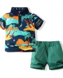 Boys Casual Summer Clothes Beach Style Coconut Tree Shirts Childrens Leisure Short Sleeved Fashion Cotton Polo Shirts 